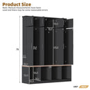 Farmhouse Hall Tree With 4 Hidden Hanging Hooks And 8 Doors