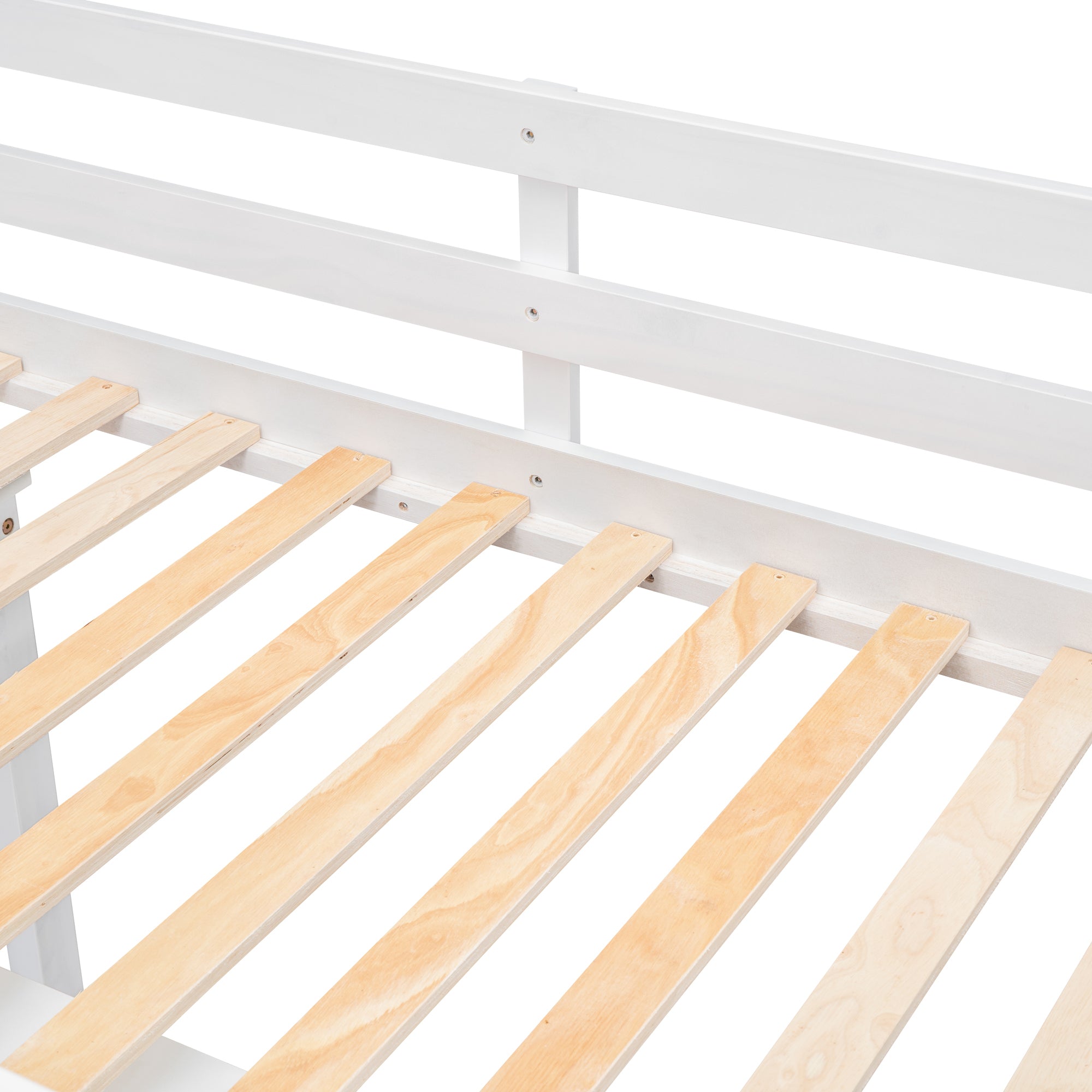 Twin Size Loft Bed with Retractable Writing Desk and 3 Drawers, Wooden Loft Bed with Storage Stairs and Shelves, White - Atlantic Fine Furniture Melbourne FL