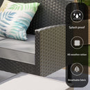 7 Piece Outdoor Furniture Set Waterproof Cushions Glass Table