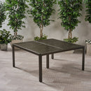 Outdoor Modern Aluminum Dining Table With Woven Accents