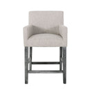 Charmed Upholstered Counter Stool With H Frame Base And Round Arms
