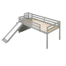 Loft Bed with Staircase, Storage, Slide, Twin size, Full-length Safety Guardrails, No Box Spring Needed, Grey (Old Sku:W504S00005)