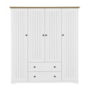 4 Door Wardrobe Armoire With 2 Drawers