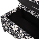 Luxury Storage Ottoman With Floral Patterned Fabric, Soft-Close Hinges, Multi Functional