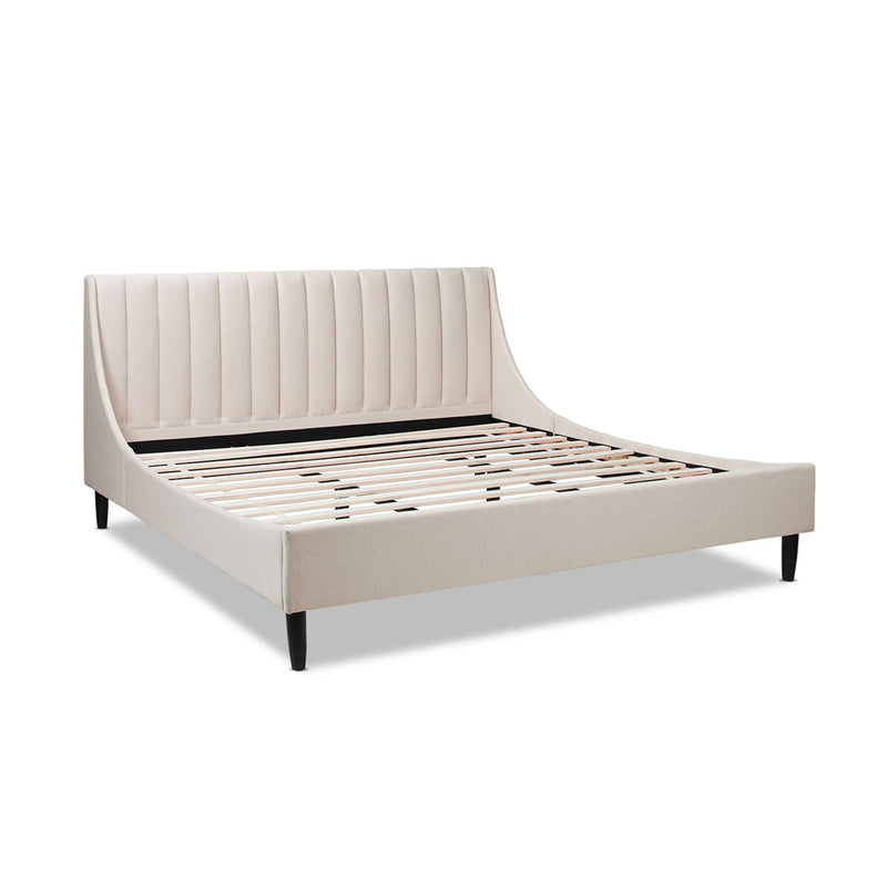 Aspen - King Vertical Tufted Headboard Platform Bed Set - Light Beige