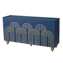 Modern Fluted Sideboard Buffet With Storage, Curve Element, 4 Doors With Adjustable Shelves