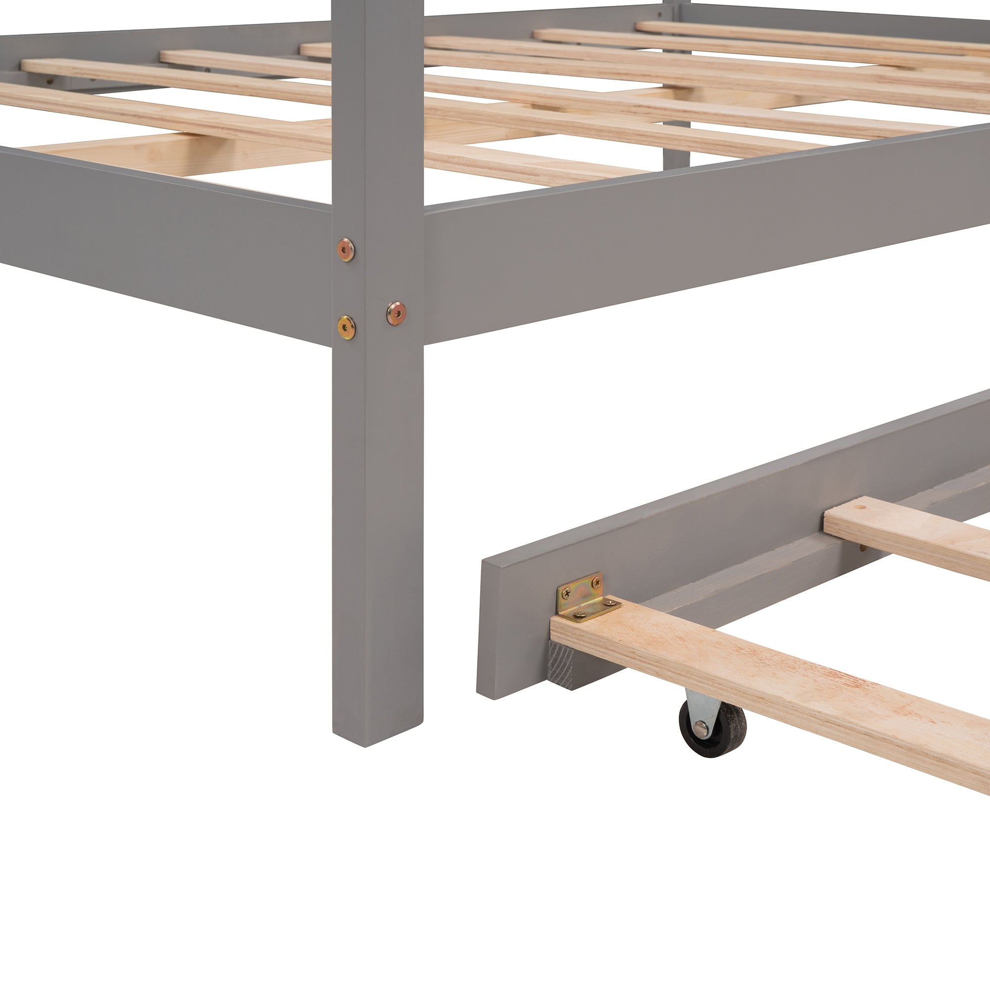 Full Size Wooden House Bed With Twin Size Trundle, GRAY - Atlantic Fine Furniture Melbourne FL