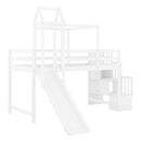 Twin Size Loft Bed with Tent and Tower - Pink