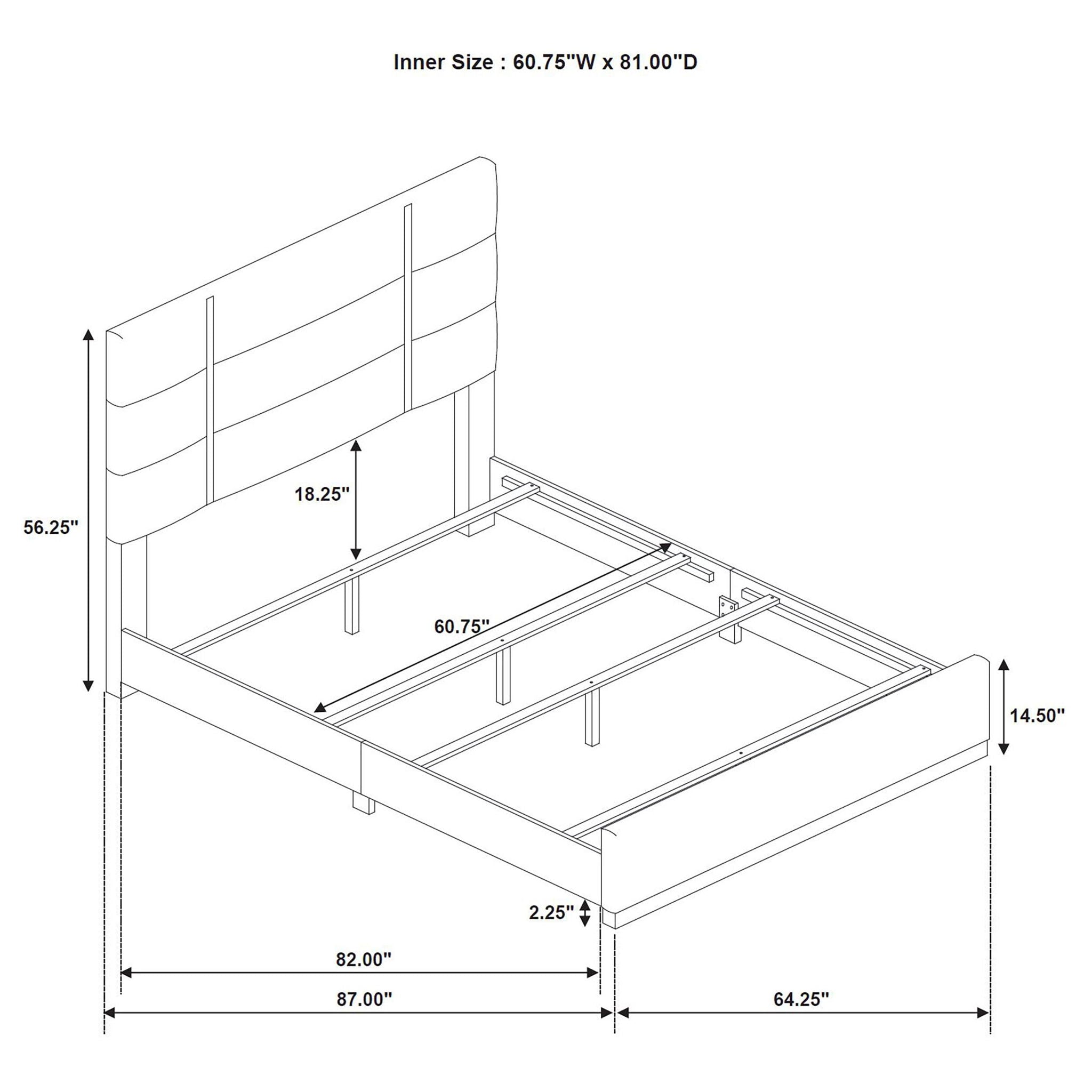 Ines 56-inch Fabric Upholstered Queen Panel Bed Navy