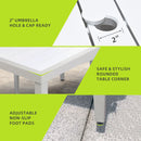 Outdoor Patio Dining Table With Tapered Feet & Umbrella Hole