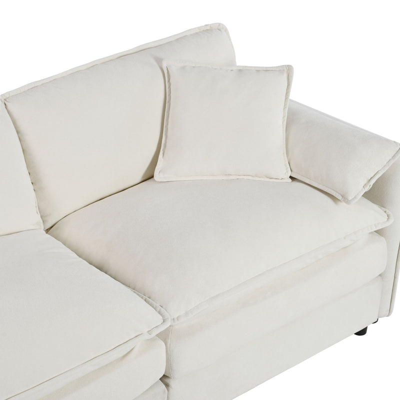 Modern Chenille Oversized Deep Seat Sectional Sofa With Pillows