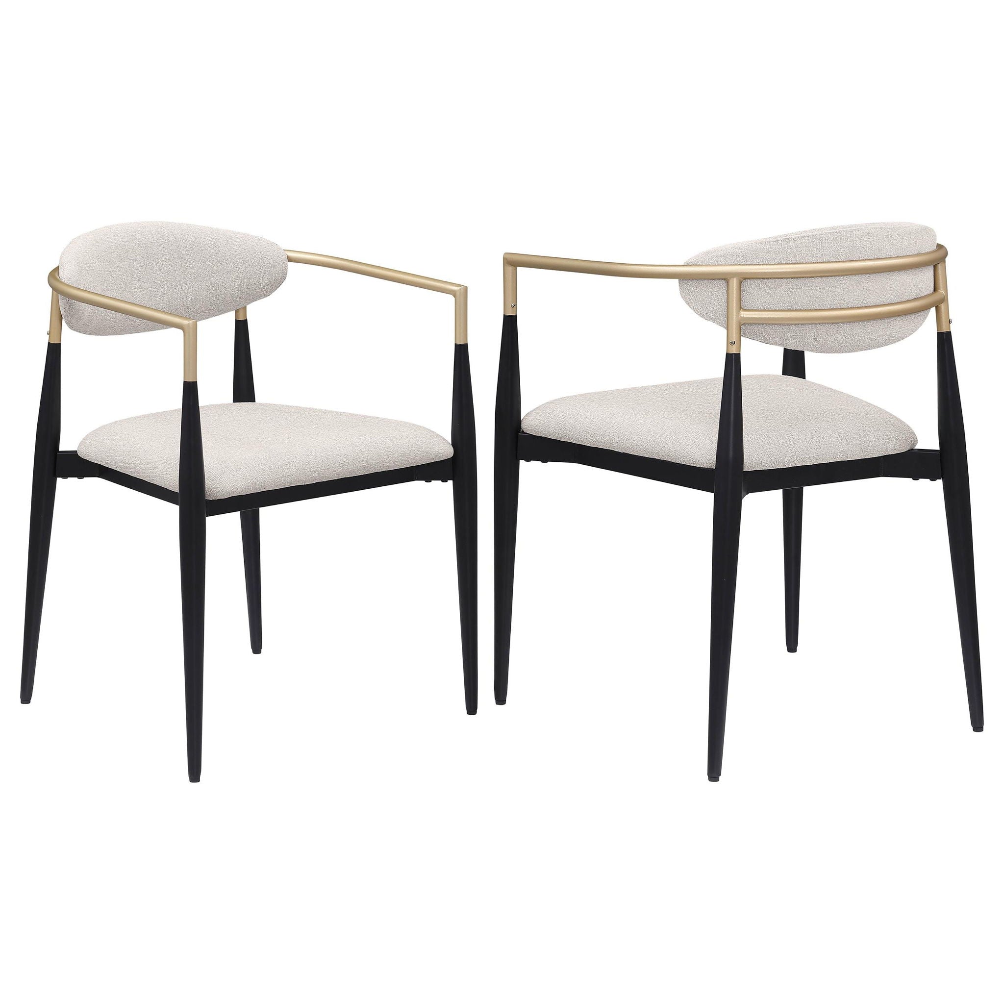 Alexis Fabric Upholstered Dining Arm Chair Beige (Set of 2) - Atlantic Fine Furniture Melbourne FL
