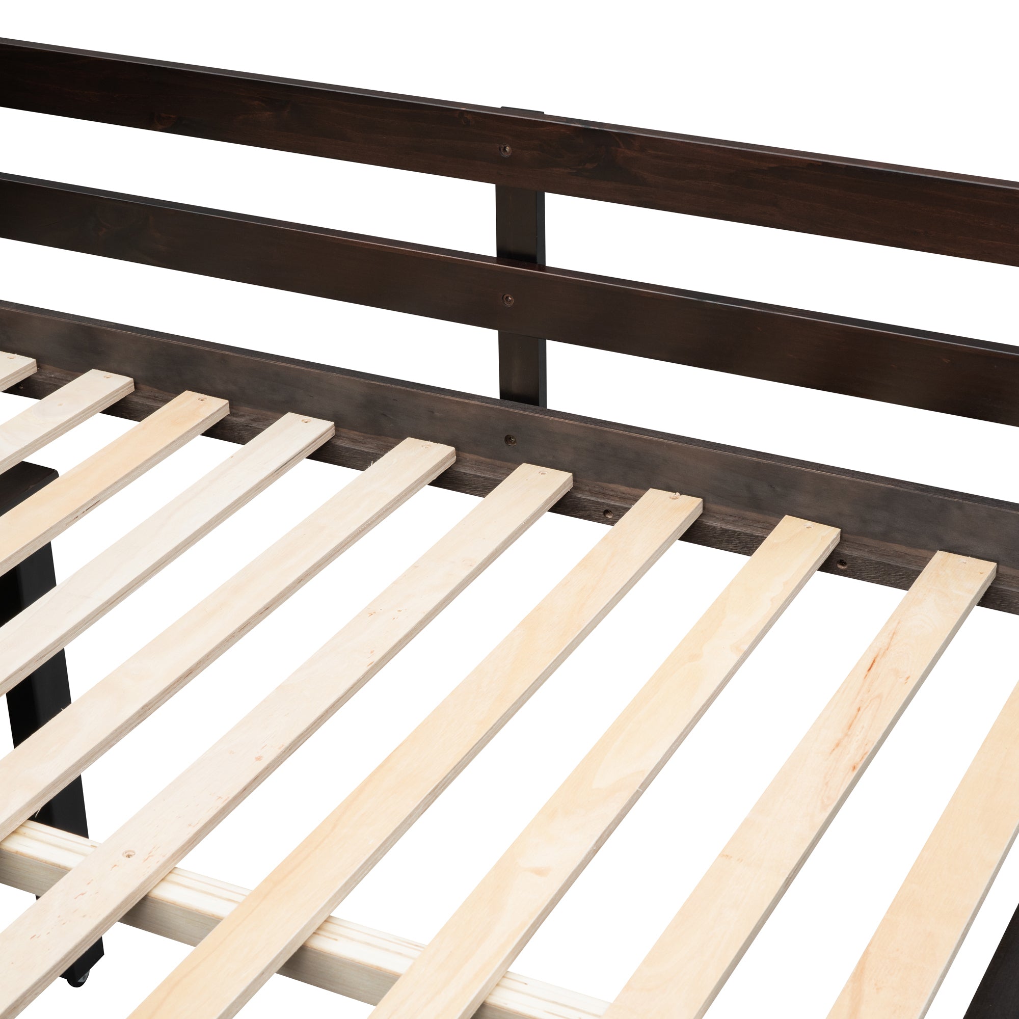 Full Size Loft Bed with Retractable Writing Desk and 3 Drawers, Wooden Loft Bed with Storage Stairs and Shelves, Espresso - Atlantic Fine Furniture Melbourne FL