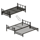Twin Metal Pull Out Bunk Bed With Guardrail And Built In Ladder, Space Saving Convertible Frame For Bedroom - Black