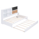 Twin Size Daybed With Storage Shelvesboard, Cork Board, USB Ports And Trundle - White
