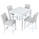 5 Piece Counter Height Table Set, Square Table And 4 Upholstered Chairs