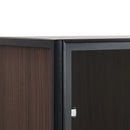 Modern Minimalist Tall Lighted Display Cabinet With Tempered Glass Door - Black / Dark Walnut