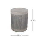 Outdoor Lightweight End Table Round Concrete Outdoor Side Table - Natural