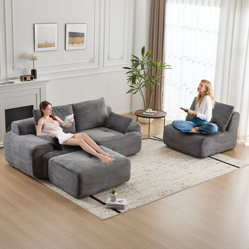 Compressed Sofa, Large Sectional Couches For Living Room - Gray