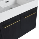Modern Wall Mounted Bathroom Vanity With Thick Edge Resin Sink And Storage Rack