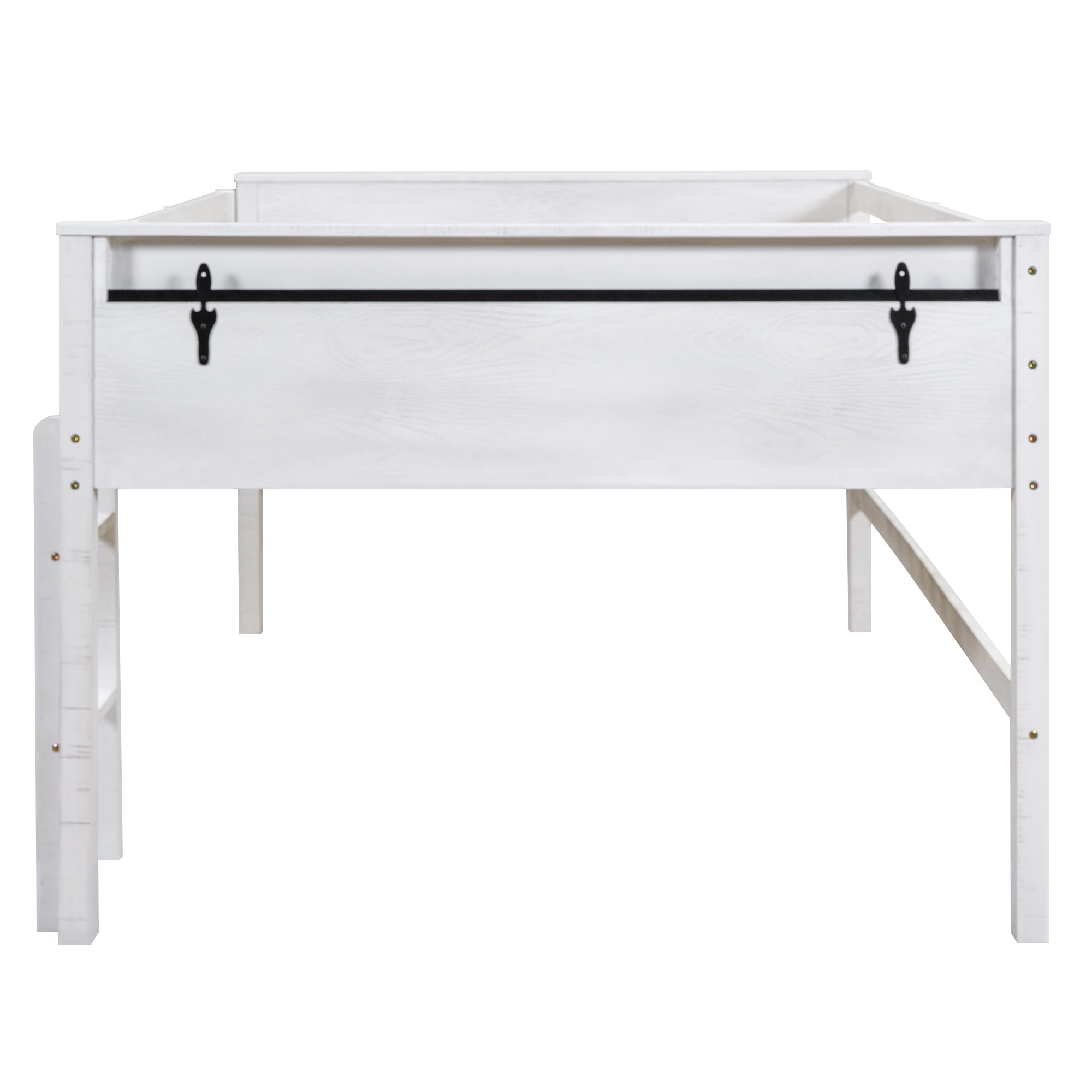 Wood Full Size Loft Bed with Hanging Clothes Racks, White - Atlantic Fine Furniture Melbourne FL