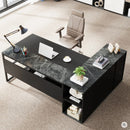 L-Shaped Executive Desk With Cabinet Storage