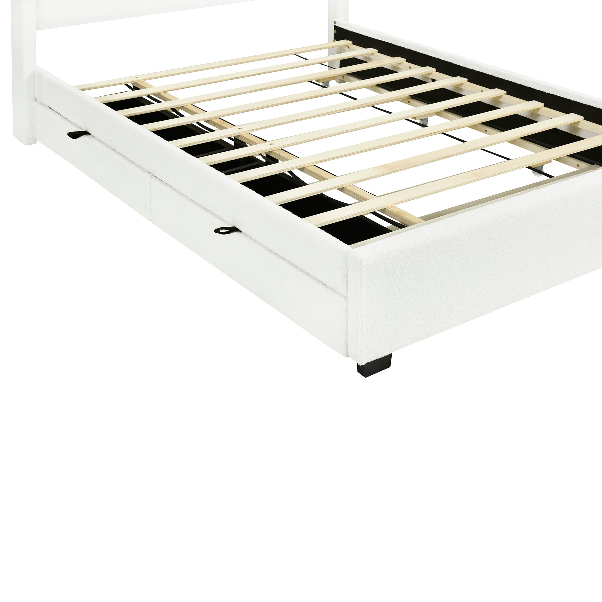 Full Size Upholstered Platform Bed with LED Frame, with Twin  Size Trundle and 2 drawers, Teddy Fleece, White - Atlantic Fine Furniture Melbourne FL