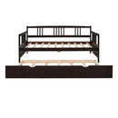 Twin Size Daybed Wood Bed with Twin Size Trundle,Espresso