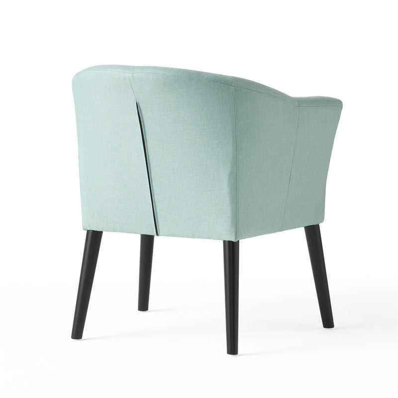 Sonorous - Upholstered Accent Chair With Low Back And Wood Legs - Light Blue / Black