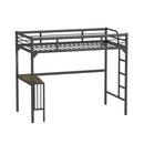 Twin Metal Loft Bed with Desk, Ladder and Guardrails,bookdesk under bed , Black
