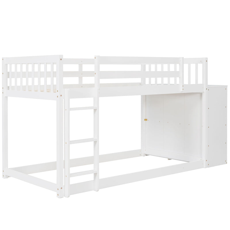 Twin Over Twin Bunk Bed With 4 Drawers And 3 Shelves