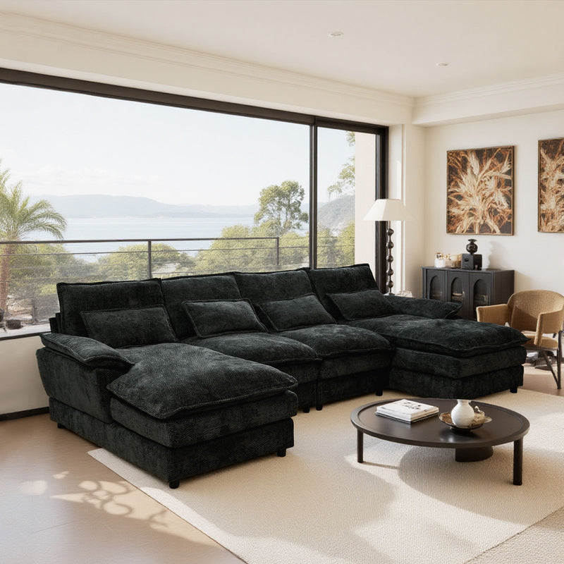 Modular Sectional Sofa Cloud Couch With Double Chaise Lounge