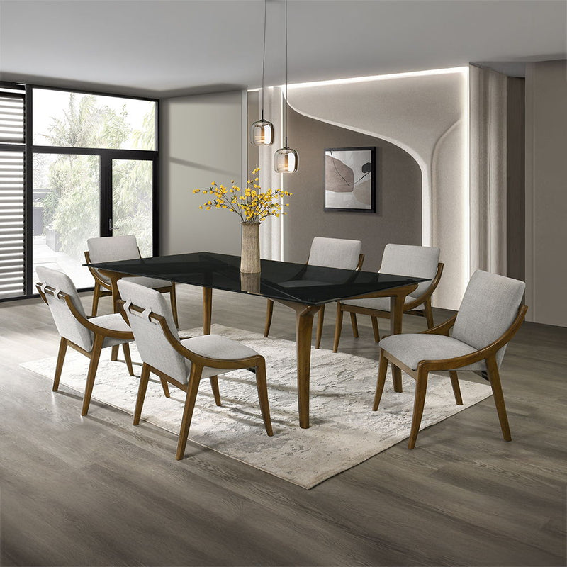 Danzel - Dining Table With Glass Top - Vintage Oak