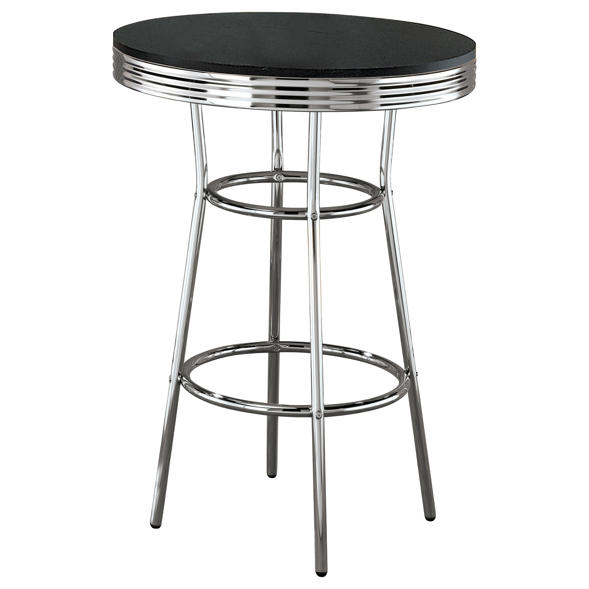 Retro 3-piece Round 1950s Bistro Pub Bar Table Set Black — view 3