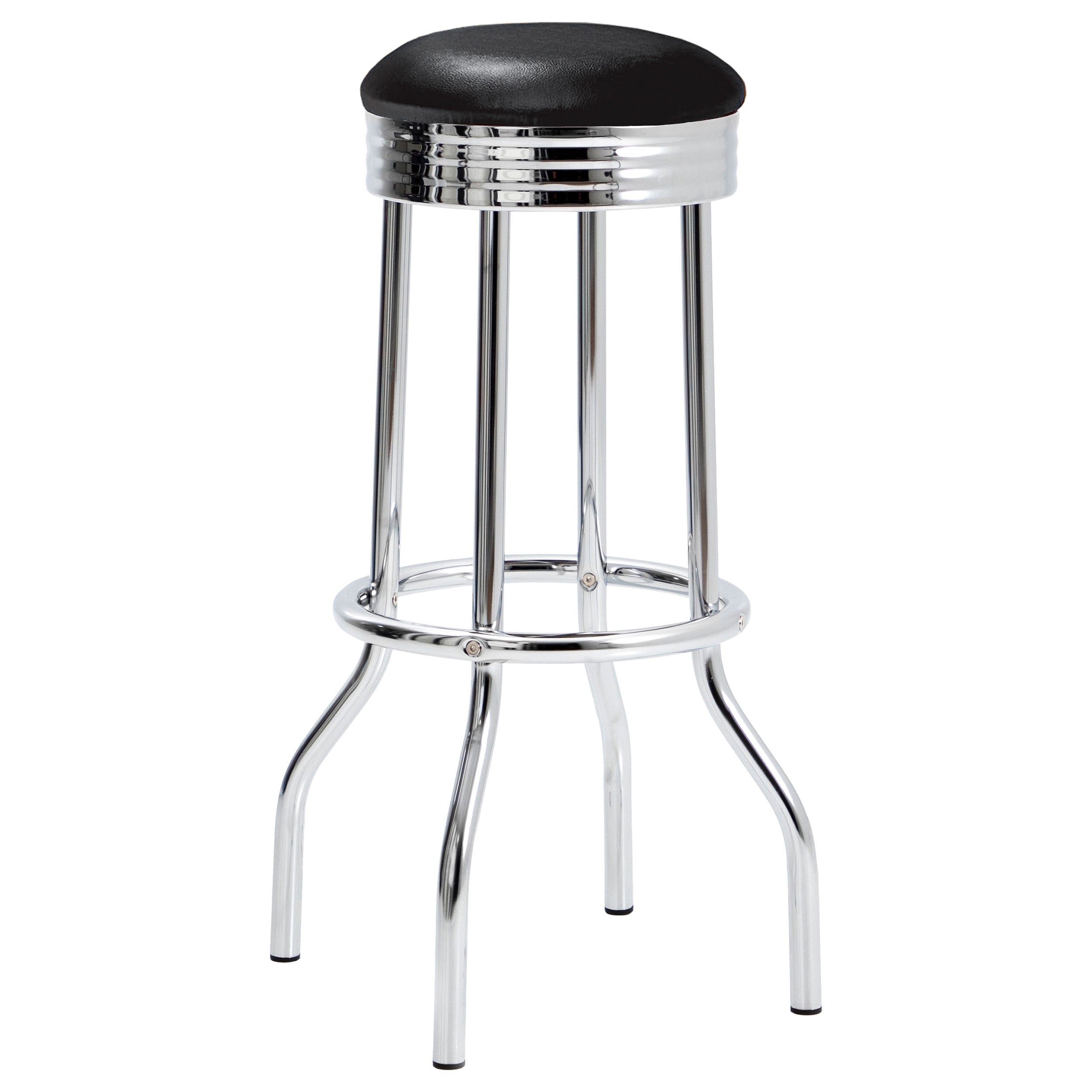 Retro Upholstered Metal Swivel Bar Stool Black (Set of 2) — view 3