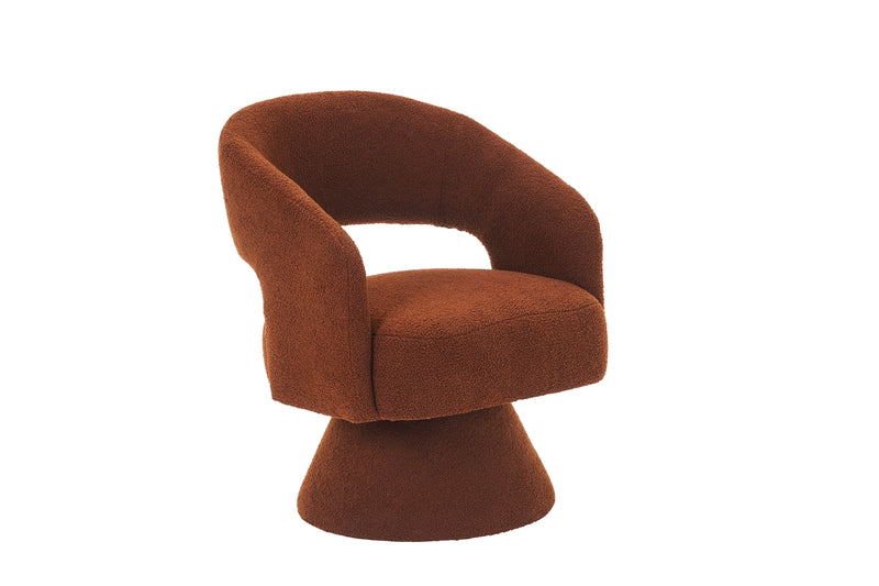 Swivel Accent Chair Armchair, Round Barrel Chair For Living Room Bedroom - Teddy Fabric