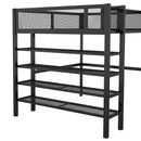 Loft Bed With 4 Tier Shelves And Storage