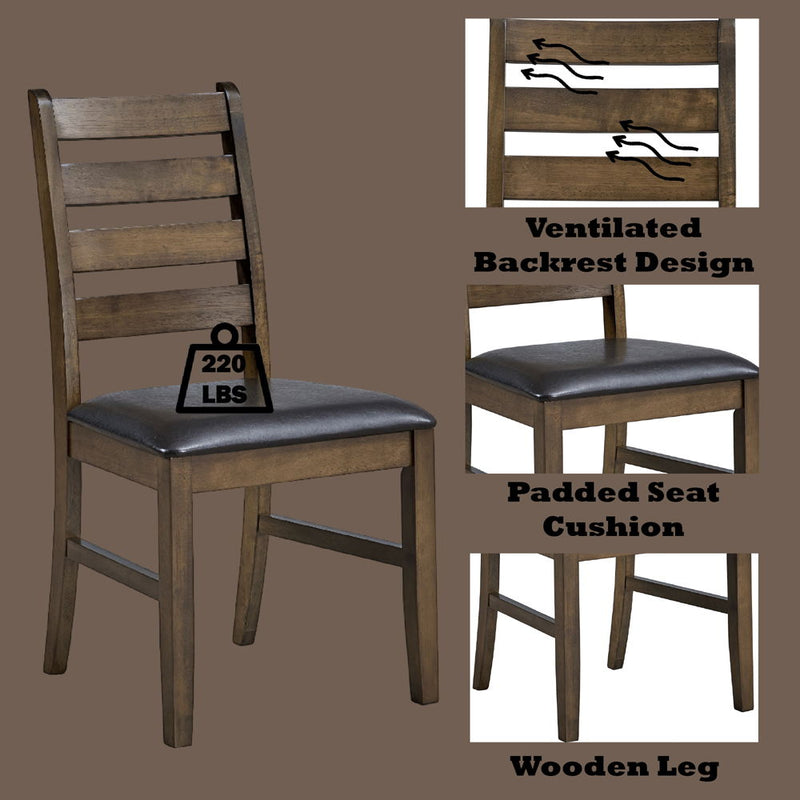 Damica - Side Chair (Set of 2) - Brown Synthetic Leather & Walnut