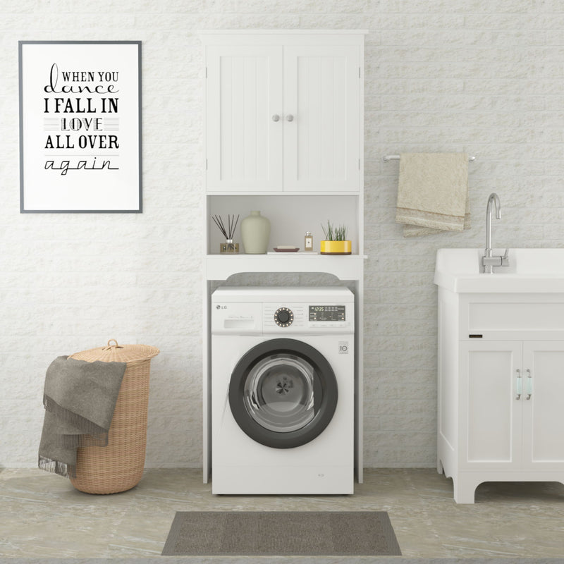 Over The Toilet Storage Cabinet, Bathroom Space Saver With Adjustable Shelf - White