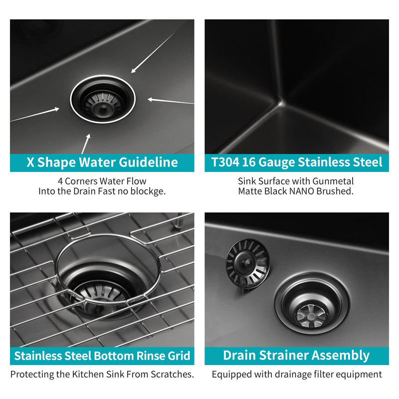 Undermount Kitchen Sink 16 Gauge Stainless Steel