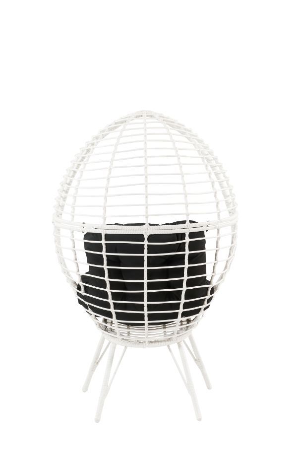 Galzed - Patio Lounge Chair - Black Fabric & White Wicker - Atlantic Fine Furniture Inc