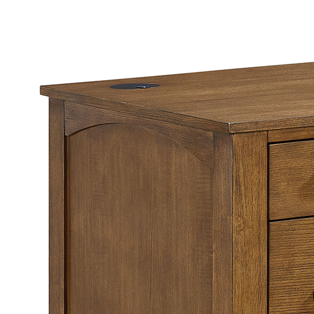 Portico Half Pedestal Desk With Power / USB in Brown Oak by Elements International, view 5