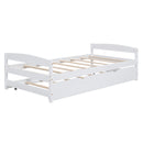 Twin Size Platform Bed with Twin Size Trundle, White