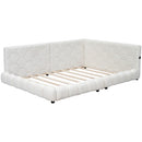 Upholstered Full Size Platform Bed With LED Belt And USB Ports - White