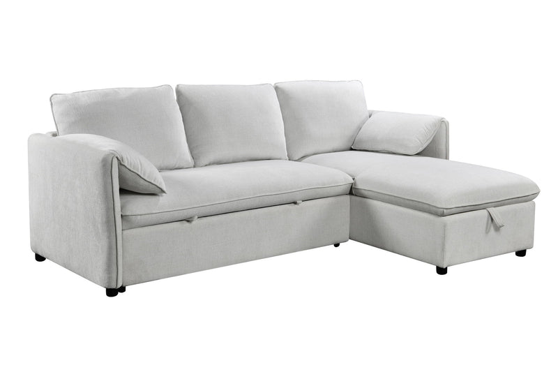 Yaroslav - Chenille Reversible Sectional Sofa With Sleeper Storage - Cream