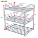 Metal Full Size Triple Bunk Bed, Silver