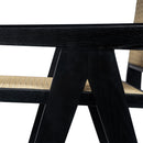 Modern Minimalist Bar Stool With Cane Seat - Black / Natural