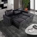 Montero - Sofa With Pull Out Bed, Drop Down Table, USB And Cup Holders, Storage Chaise - Charcoal Black