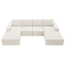 Modular U Shaped Sectional With Ottomans, Luxury Cloud Floor Couch With Deep Seat Fully Compressed Upholstered Sofa