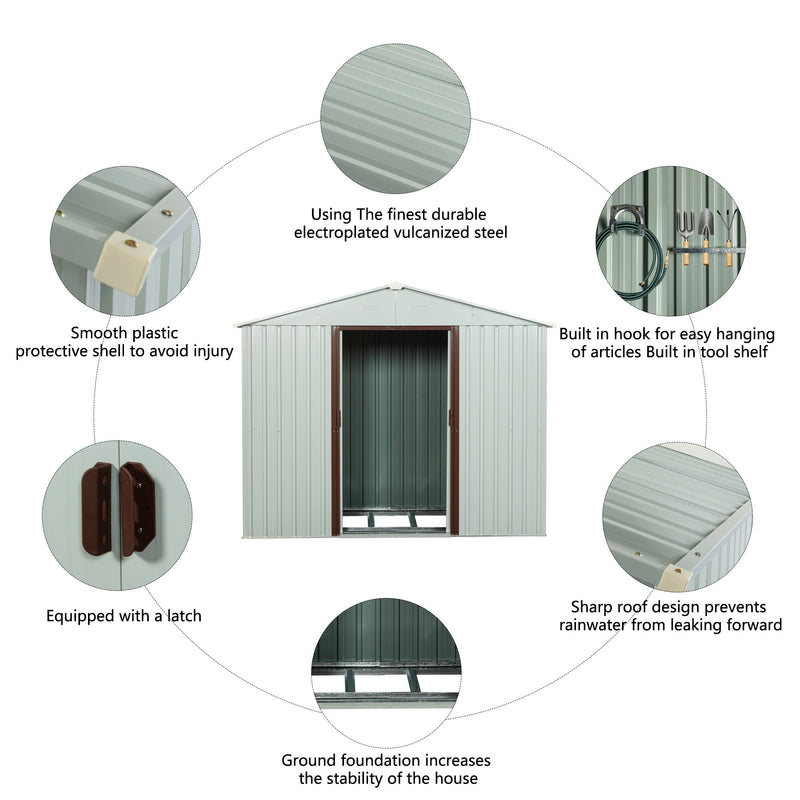 Ry-Sdyx56-Ww Outdoor Metal Storage Shed With Window - White